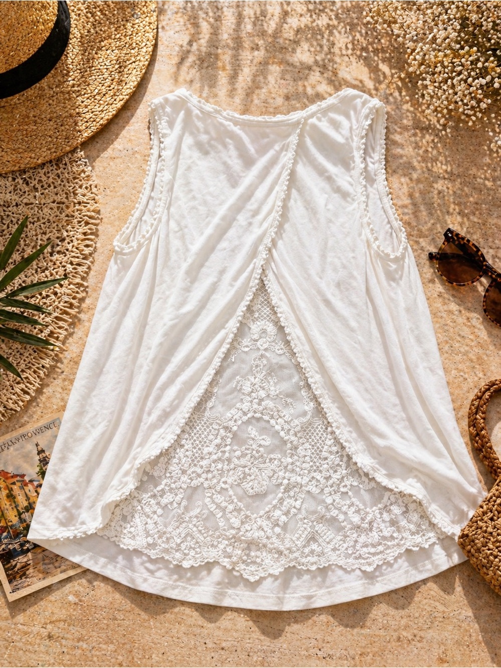 ALTR’D STATE Women’s White Lace-Back Blouse